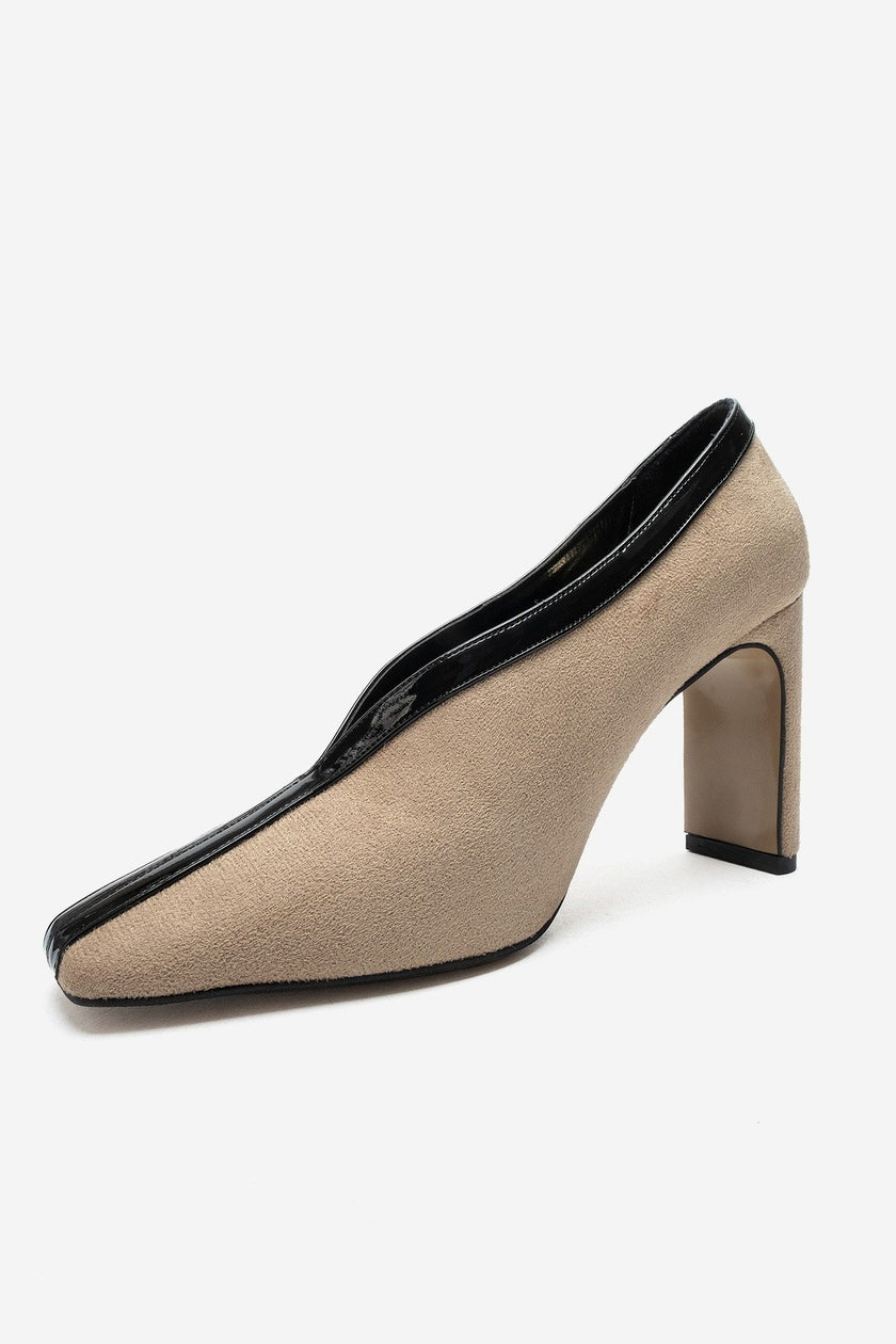NORE Beige Suede Block Heel Shoes – 9 cm Heels