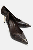 JIMENA Brown Patterned Pointed-Toe Stiletto Heels