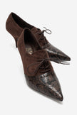 MEDLEY Brown Suede-Style Patterned Lace-Up Stiletto Heels