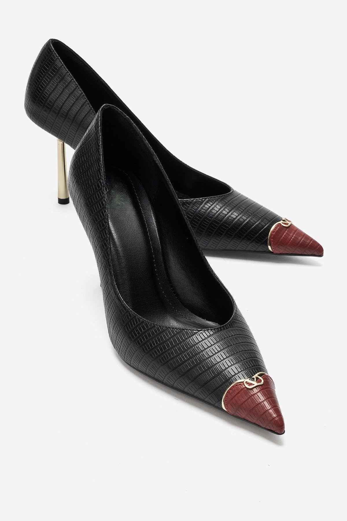 JIMENA Black & Red Printed Pointed-Toe Stiletto Heels – 8 cm