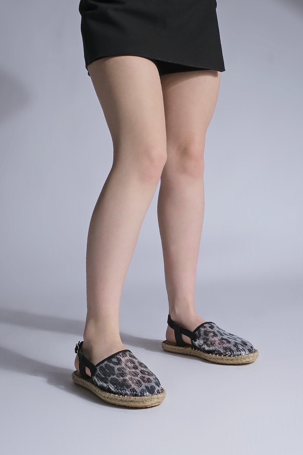 Women's Sequined Leopard Daily Jute Espadrille Sandals