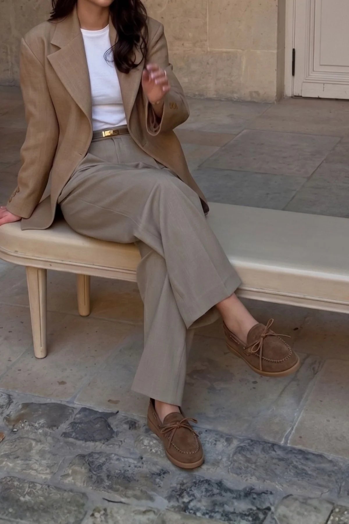 NIFIDA Coffee Suede Bow Detail Genuine Leather Women’s Loafer Shoes