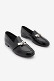NADOR Black Patent Genuine Leather Buckle Women's Loafers
