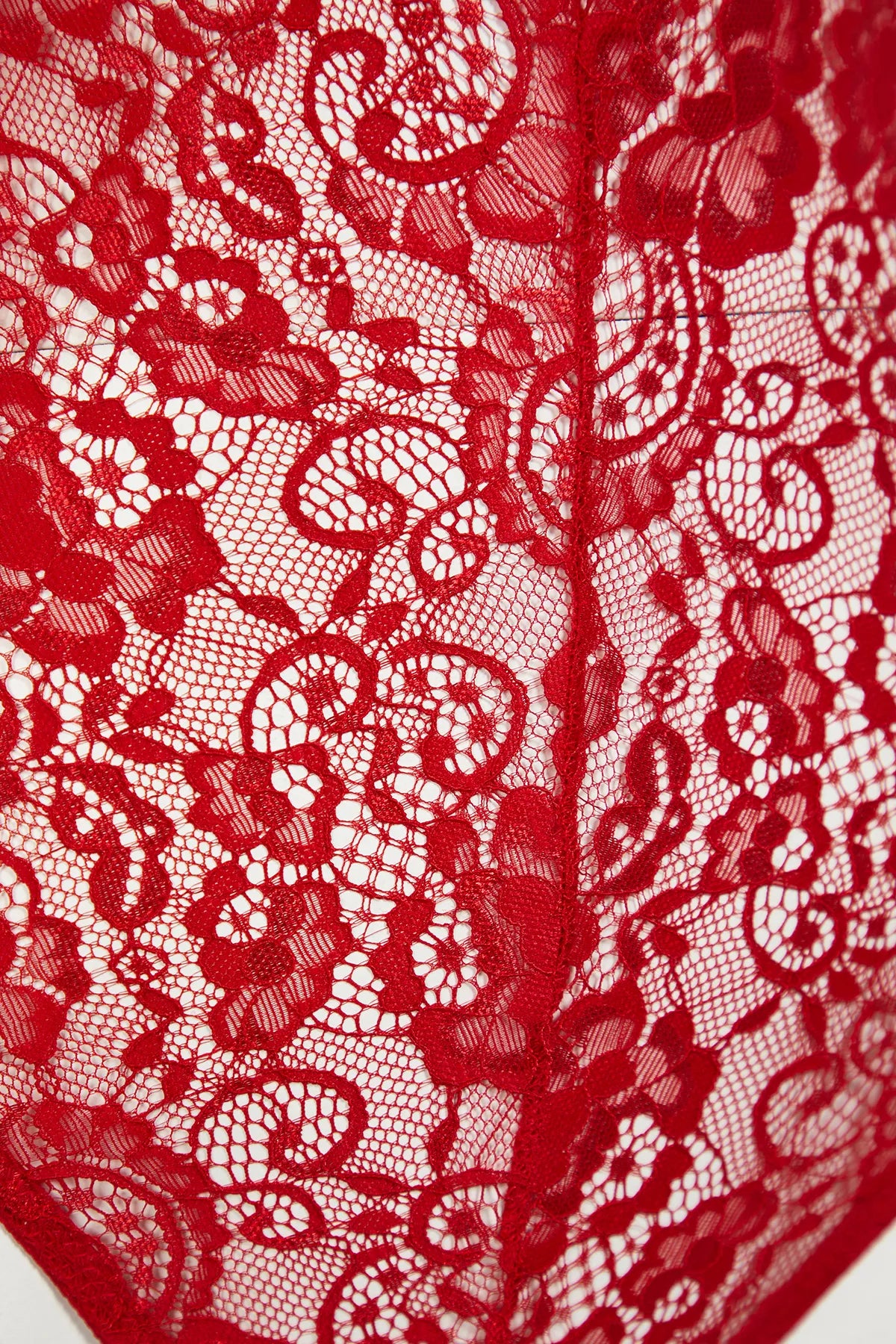 Red Lace Window/Cut Out Detail Snap Bodysuit