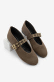 Women's Double-Strap Ballerina Bekosa - Brown Suede