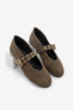 Women's Double-Strap Ballerina Bekosa - Brown Suede