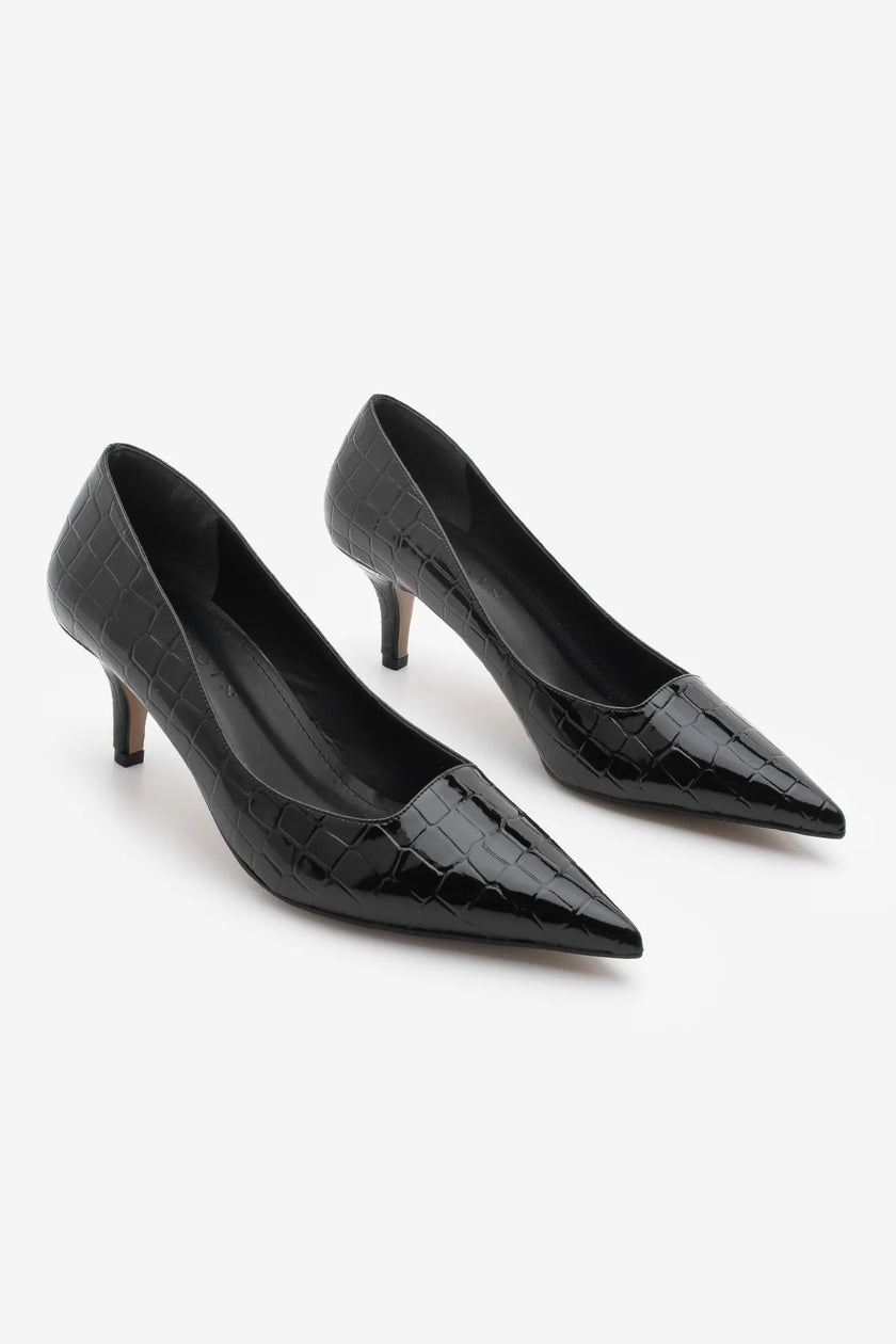 Women's Stiletto Heel Shoes Olfin - Black Croco