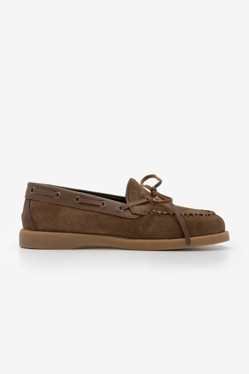 NIFIDA Coffee Suede Bow Detail Genuine Leather Women’s Loafer Shoes