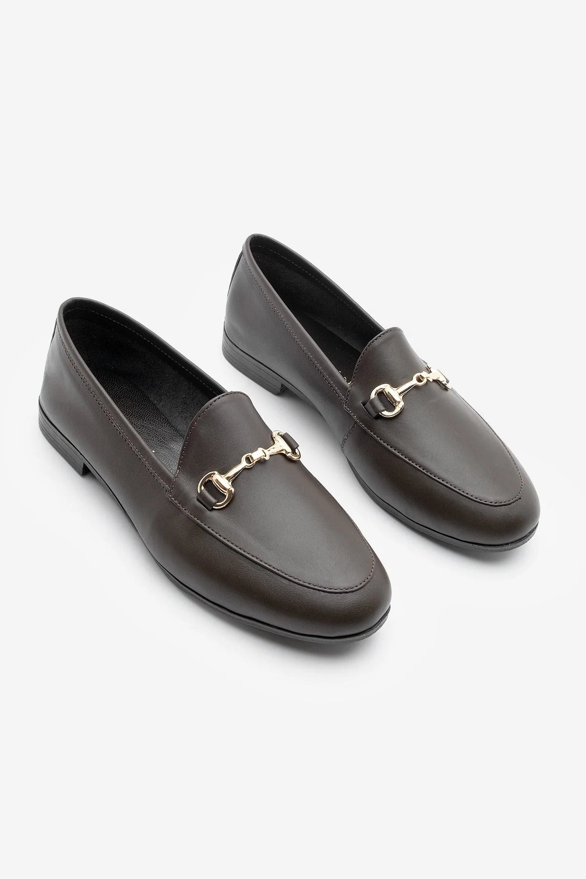 Women's Chain Loafer Shoes Tanle - BROWN