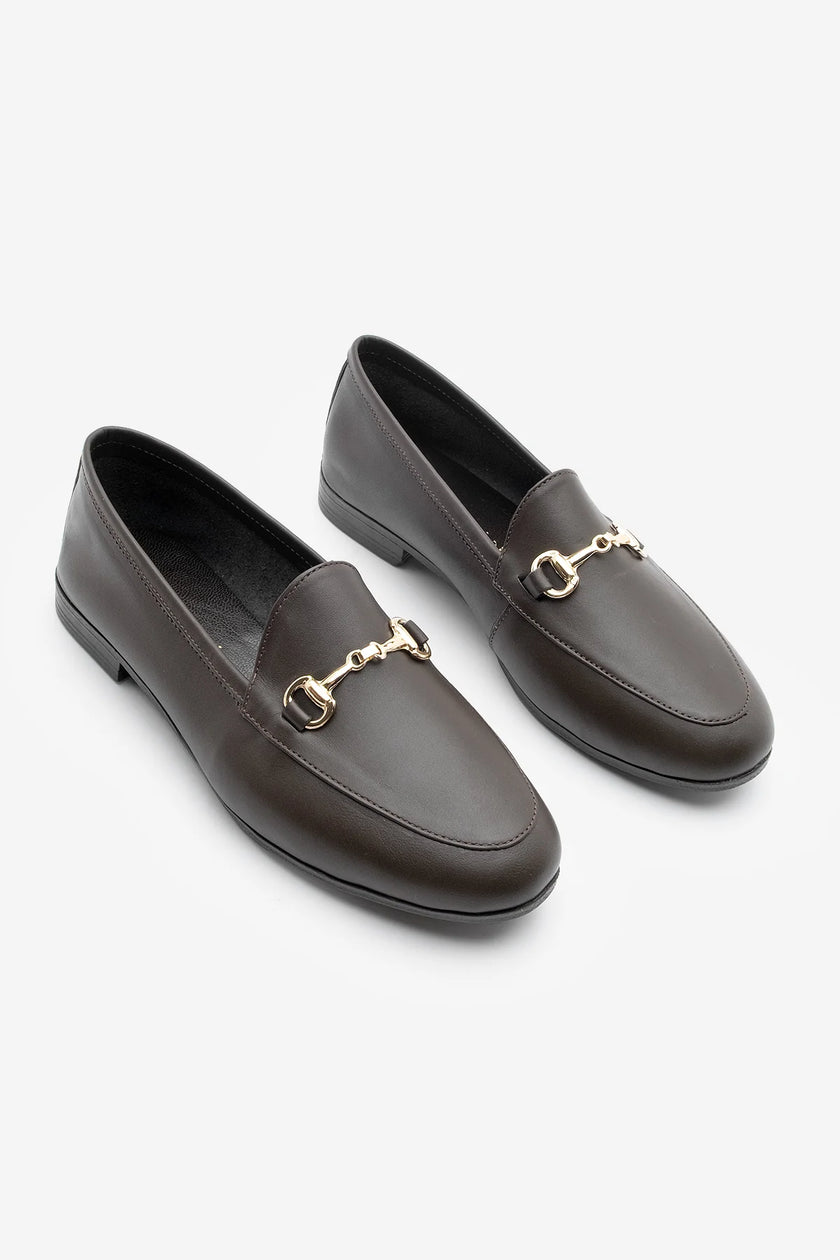 Women's Chain Loafer Shoes Tanle - BROWN