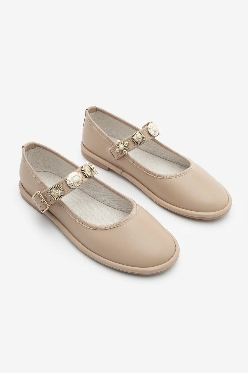 Women's Buckled Ballerina Semura - Beige