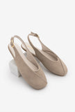 EFISA Beige Suede Square-Toe Mary Jane Women's Ballet Flats