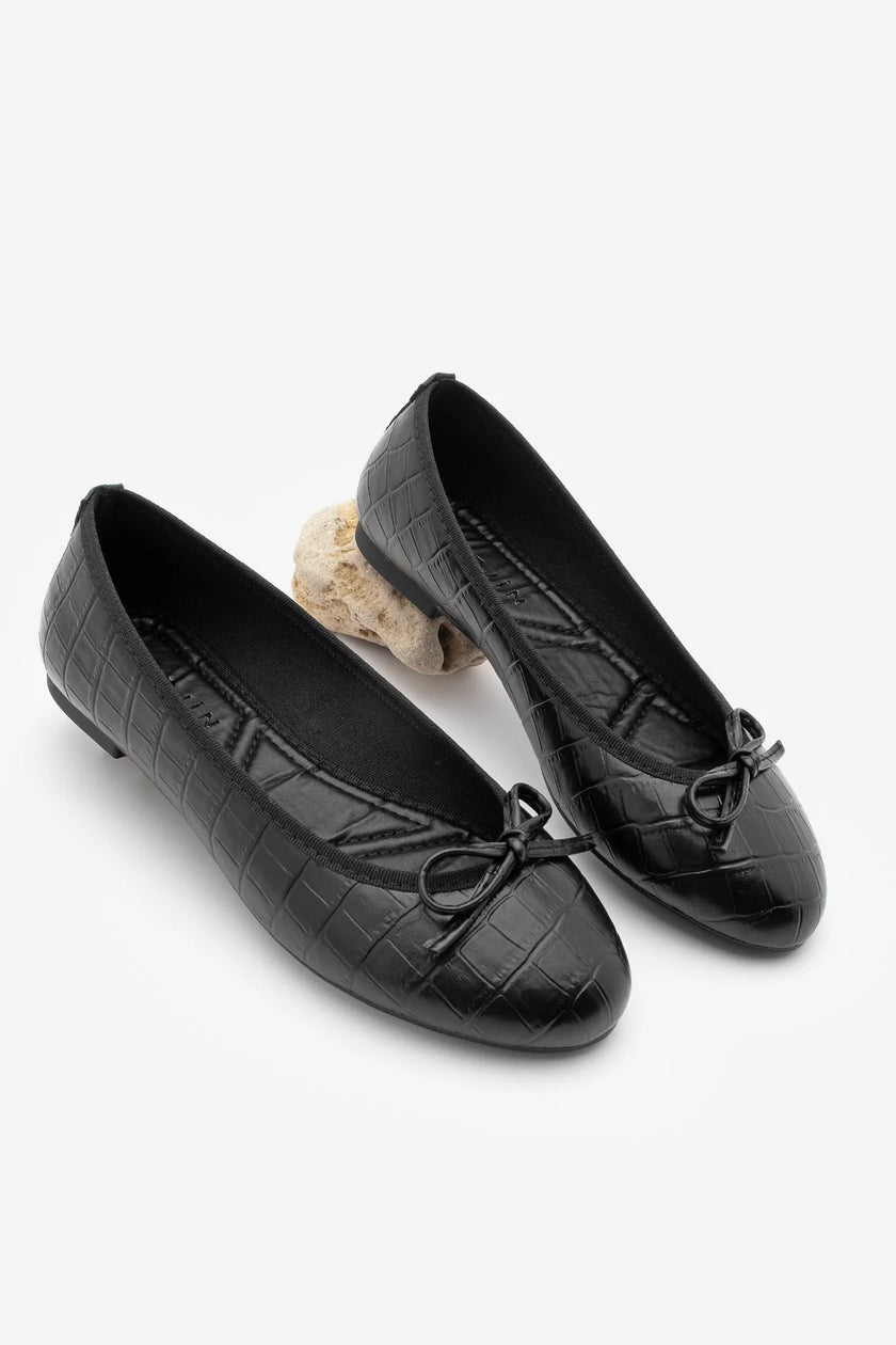 Women's Bowknot Ballerina Lotvin - Black Croco