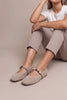 BELRIS Beige Suede Embellished Square-Toe Women's Ballet Flats