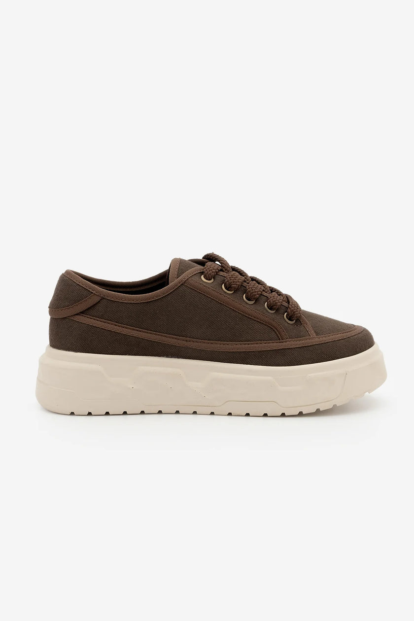 Ergu Coffee Linen Women’s Thick Sole Sports Sneakers