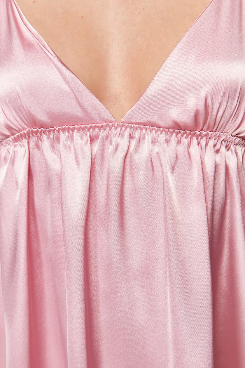 Pink Rope Strap Satin Woven Nightgown