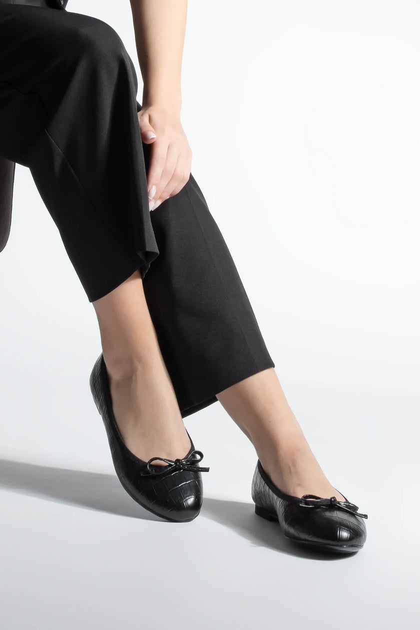 Women's Bowknot Ballerina Lotvin - Black Croco