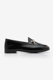 Women's Genuine Leather Chain Loafer Shoes Tanle - Black Patent Leather
