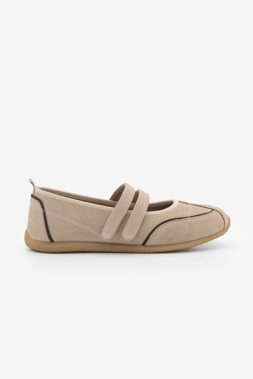Meliro – Beige Suede Women’s Mary Jane Sneaker Flats