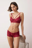 Burgundy Tulle Plain Unlined Lingerie Set