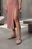 BELRIS Beige Suede Embellished Square-Toe Women's Ballet Flats