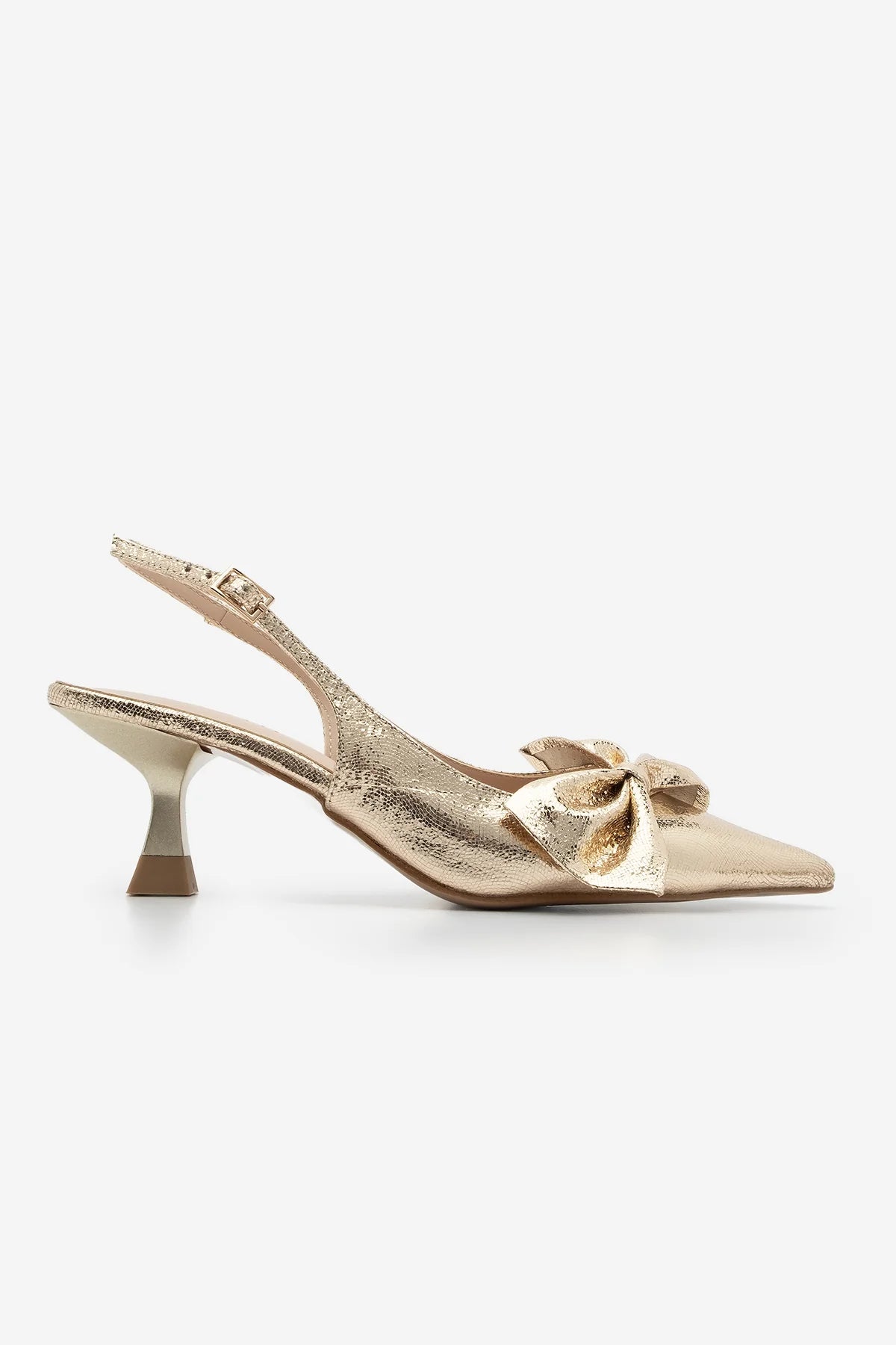 Women's Stiletto Bow Heel Shoes Fivas - Gold