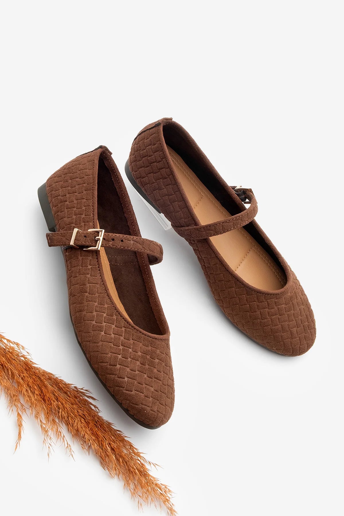 Women's Strappy Casual Ballerina Afira - Brown Suede