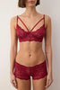 Burgundy Tulle Plain Unlined Lingerie Set