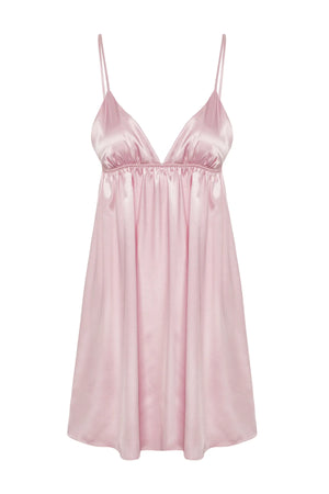 Pink Rope Strap Satin Woven Nightgown