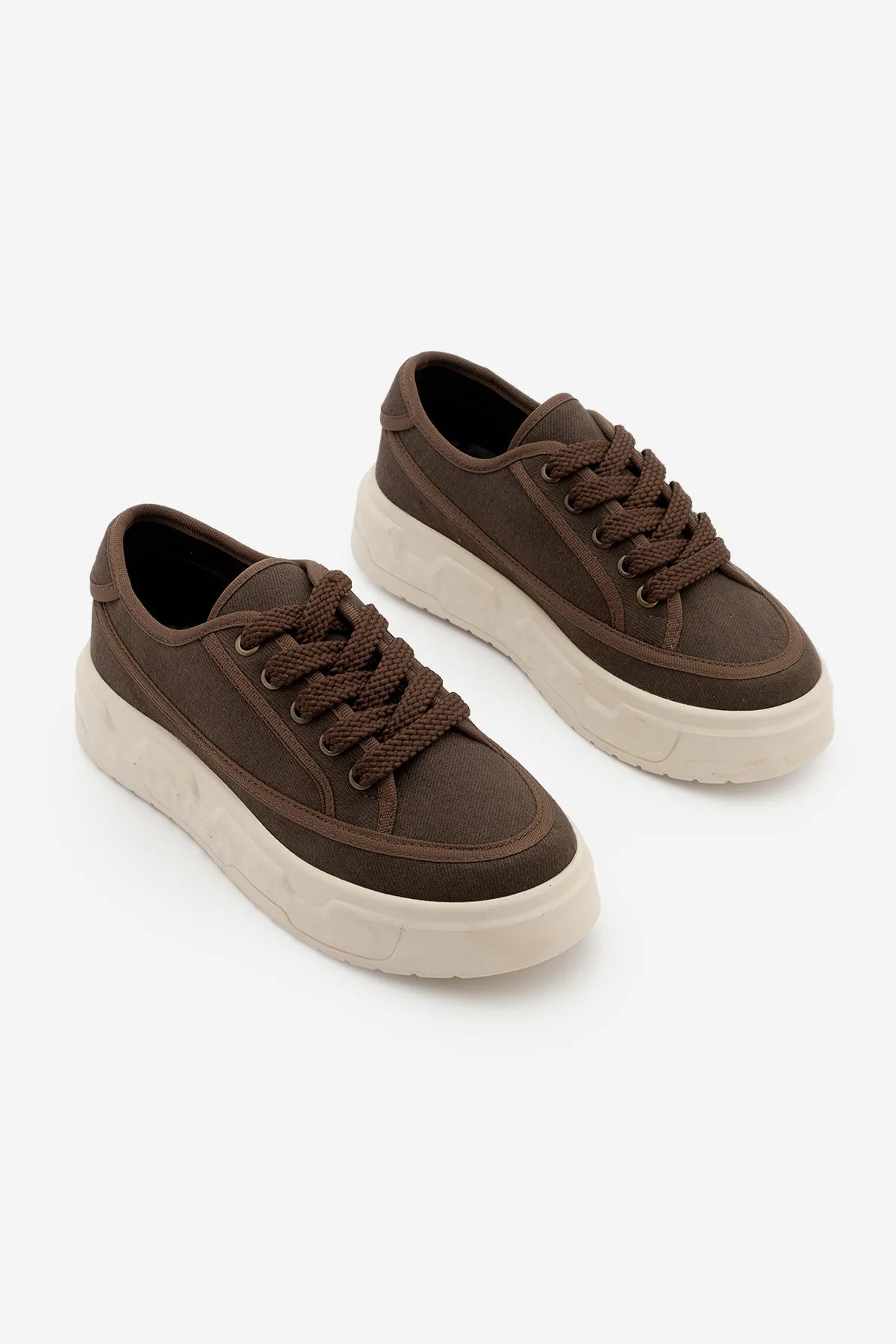Ergu Coffee Linen Women’s Thick Sole Sports Sneakers