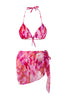 Abstract Patterned 3-Piece Set Bikini Set& Pareo