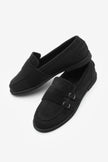 Women's Buckled Loafer Casual Shoes Ovora - Black Suede