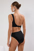 Black One Shoulder Accessorized Brazilian Swimsuit