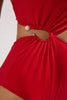 Red One Shoulder Accessorized Brazilian Swimsuit