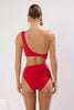 Red One Shoulder Accessorized Brazilian Swimsuit