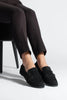 Women's Buckled Loafer Casual Shoes Ovora - Black Suede