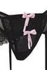Black Ribbon Detailed Ruffled Leg Band Lace Lingerie Set