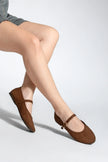 Women's Strappy Casual Ballerina Afira - Brown Suede