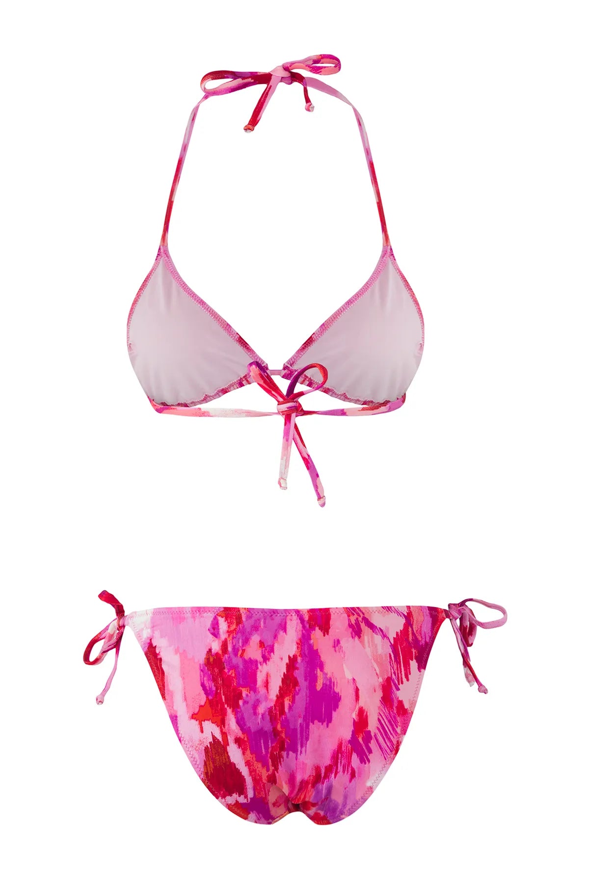 Abstract Patterned 3-Piece Set Bikini Set& Pareo