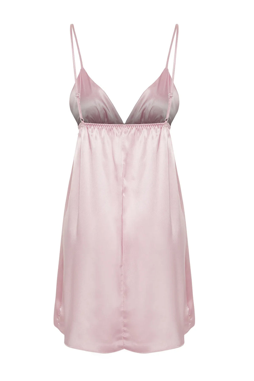 Pink Rope Strap Satin Woven Nightgown