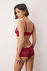 Burgundy Tulle Plain Unlined Lingerie Set