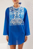 Tropical Patterned Mini Woven 100% Cotton Beach Dress