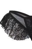 Black Ribbon Detailed Ruffled Leg Band Lace Lingerie Set