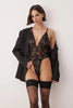 Black Lace Fitted Plain Uncovered Bodysuit