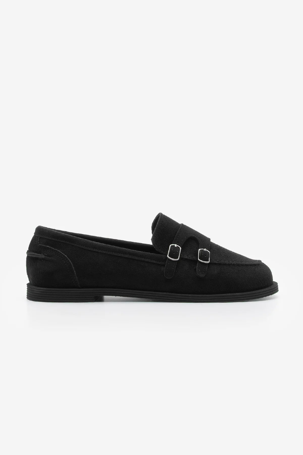 Women's Buckled Loafer Casual Shoes Ovora - Black Suede