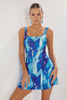 Abstract Patterned Square Neck Skirted Swimsuit