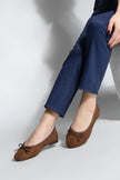 Women's Bowknot Casual Ballerina Monit - Brown Suede