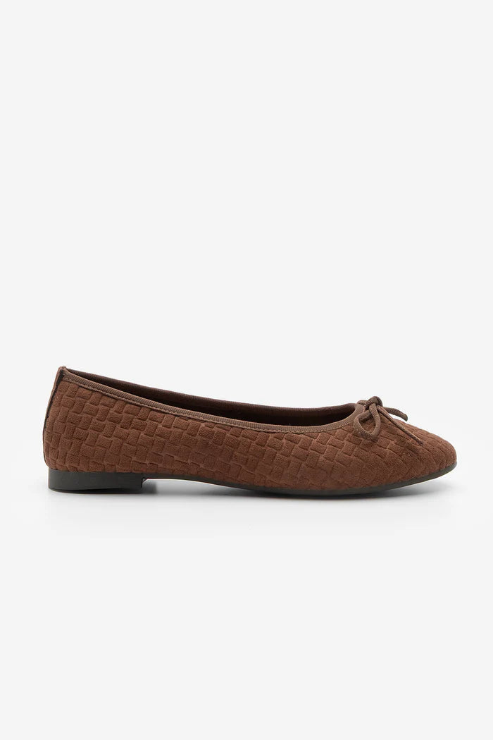 Women's Bowknot Casual Ballerina Monit - Brown Suede