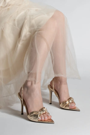 Zorin Gold Women’s Pointed Toe Knotted Heeled Sandals