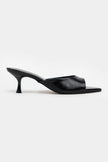 Promise Black Raschel Rustic Pattern Pointed Toe Women’s Thin-Heel Slippers